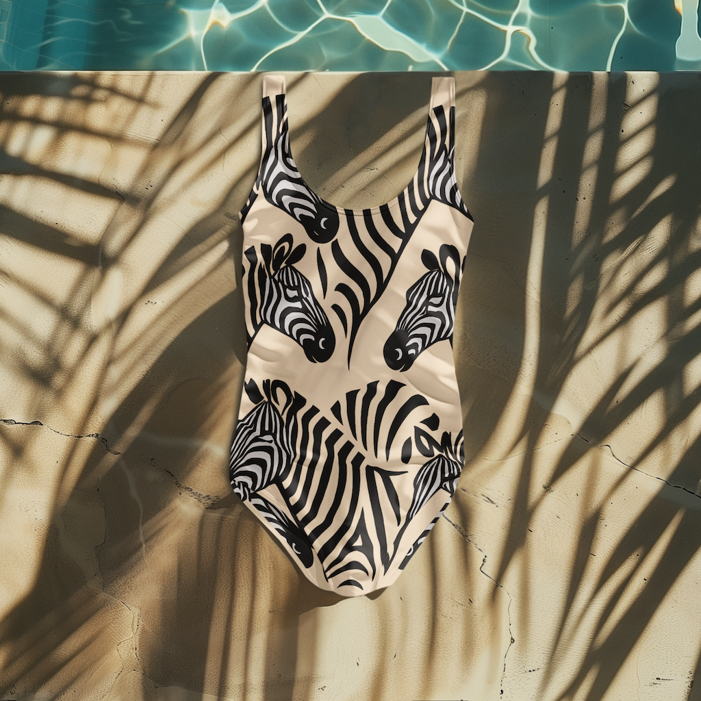 One-Piece Swimsuit - Zebra Print
